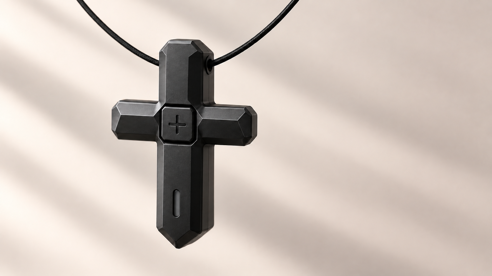 Approved Black design visualization of the CrossVox V1 cross-shaped wearable