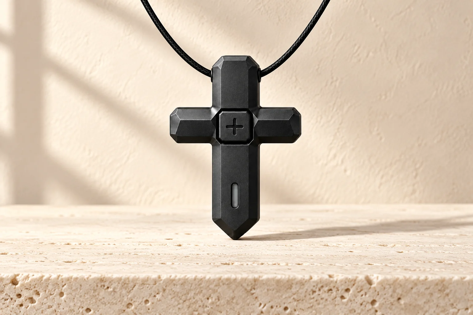 CrossVox V1 black cross pendant, pre-production visualization