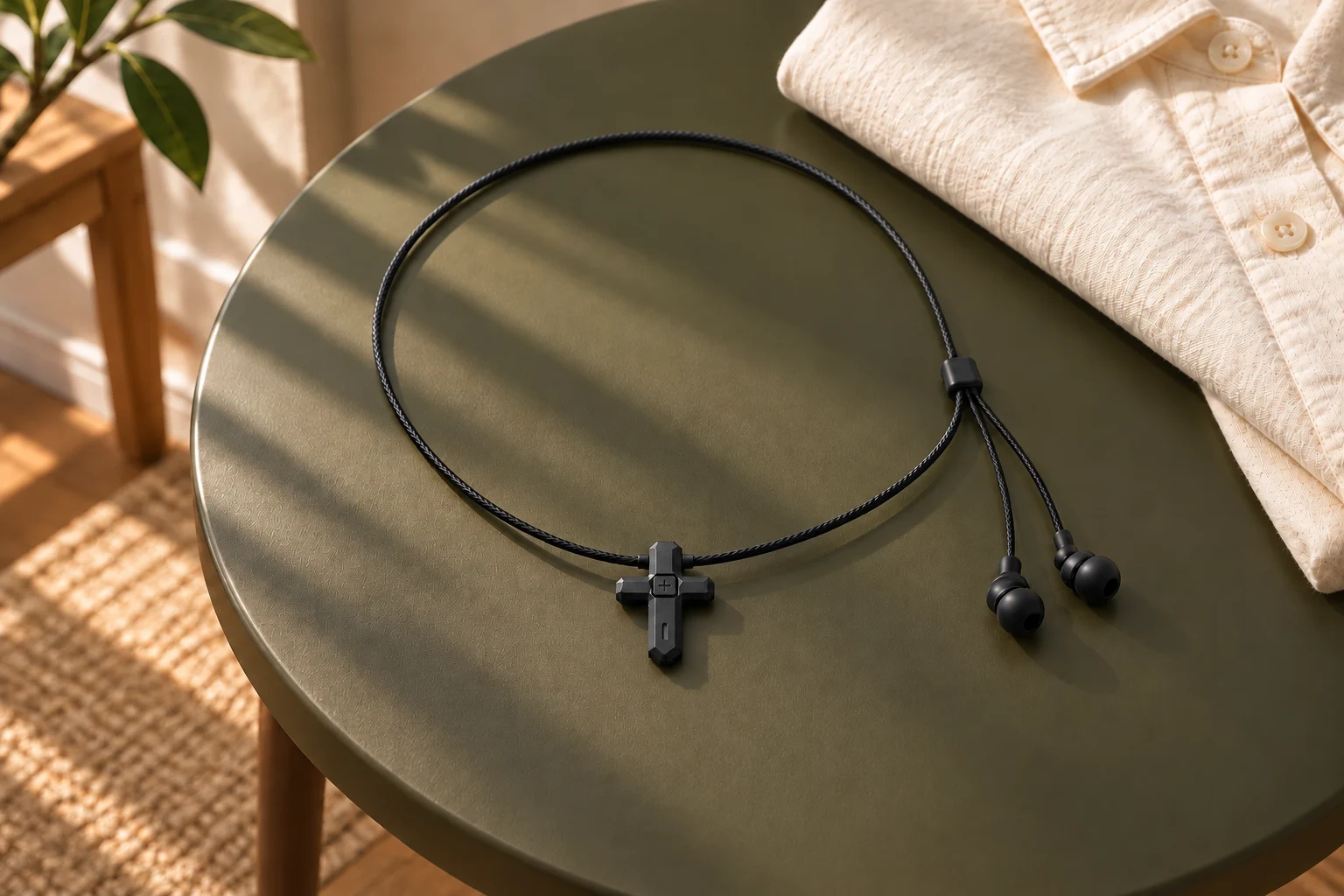 CrossVox V1 pendant & earbuds, pre-production visualization